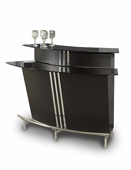 Chintaly Broadway Glass Table Top Bar in Black/Silver BROADWAY-BAR