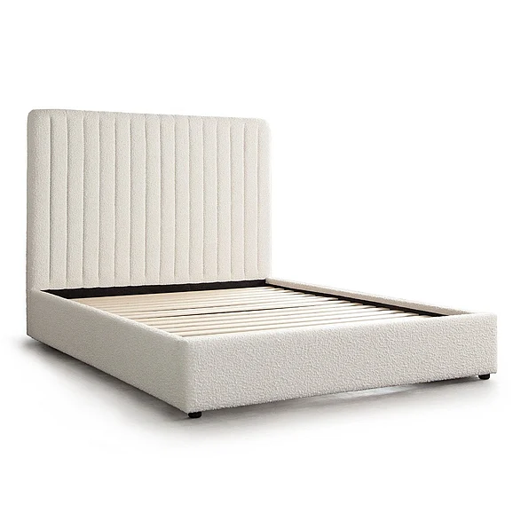 Diamond Sofa Brooke2 54-Inches Eastern King Bed with Vertical Channel Tuft in Ivory Boucle BROOKE2IVEKBED