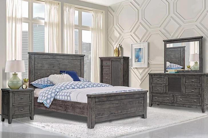 Cottage Creek Brookfield 4pc Panel Bedroom Set in Fossil Grey