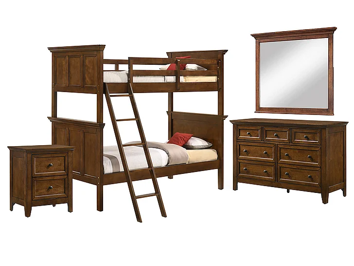 Intercon Furniture San Mateo Youth 4pc Bunk Bedroom Set in Tuscan