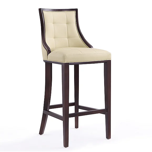 Manhattan Comfort Fifth Avenue 45 in. Cream and Walnut Beech Wood Bar Stool BS007-CR