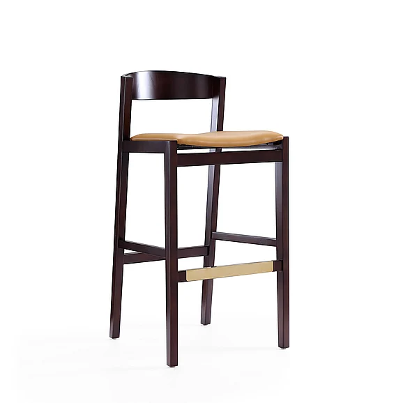 Manhattan Comfort Klismos 40.75 in. Camel and Dark Walnut Beech Wood Barstool BS014-CL