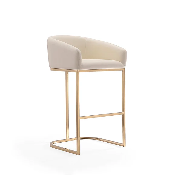 Manhattan Comfort Louvre 40 in. Cream and Titanium Gold Stainless Steel Barstool BS016-CR