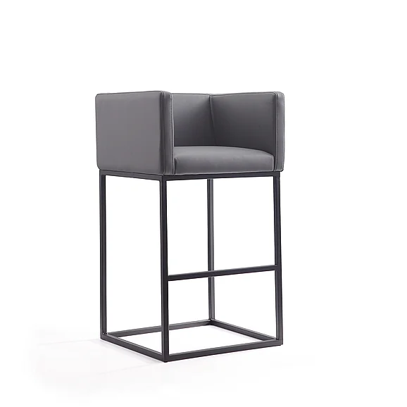 Manhattan Comfort Embassy 38 in. Grey and Black Metal Barstool BS018-GY