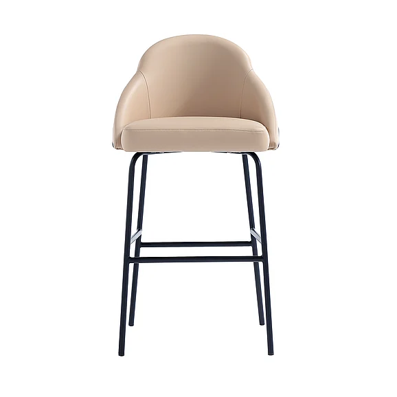 Manhattan Comfort Gracie Tan and Black Leatherette Barstool with Steel Legs BS022-BTN