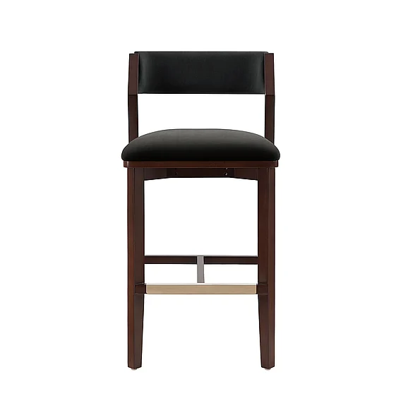 Manhattan Comfort Patricia Black Velvet Barstool with Beech Wood Legs BS026-BK