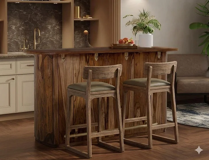 IFD Balam 3pc Bar Table Set in Brown
