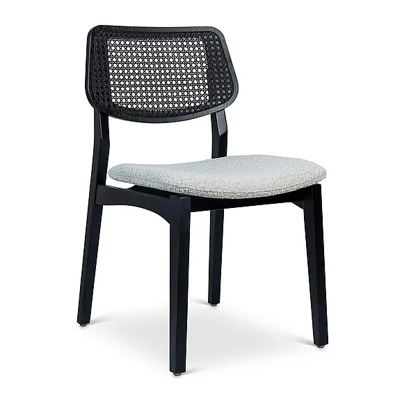 Urbia Modern Brazilian Beth - Cane Side Chair - Bouclé Crafted Glaze Seat - Ebano Frame - Ebano Cane Webbing BSM-208023-04 CLOSEOUT
