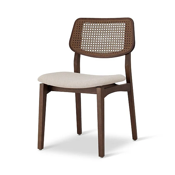Urbia Modern Brazilian Beth - Cane Side Chair - Medley Ivory Seat - Nogal Frame - Nogal Cane Webbing BSM-208023-08 CLOSEOUT