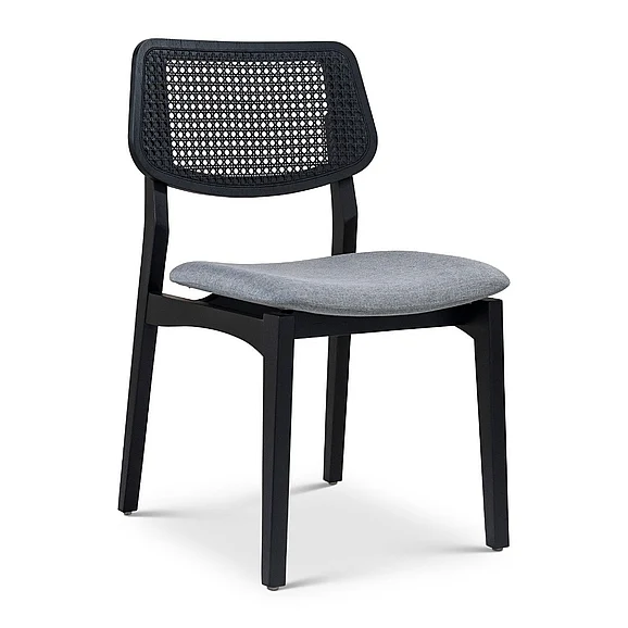 Urbia Modern Brazilian Beth - Cane Side Chair - Essence Grey Seat - Ebano Frame - Ebano Cane Webbing BSM-208023-10 CLOSEOUT