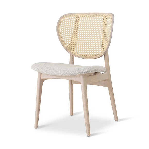 Urbia Modern Brazilian Joelma - Cane Side Chair - Bouclé Crafted Glaze Seat - Nevoa Frame - Natural Cane Webbing BSM-208090-02