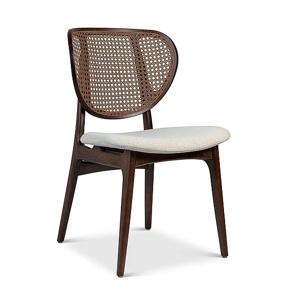 Urbia Modern Brazilian Joelma - Cane Side Chair - Medley Ivory Seat - Nogal Frame - Nogal Cane Webbing BSM-208090-04