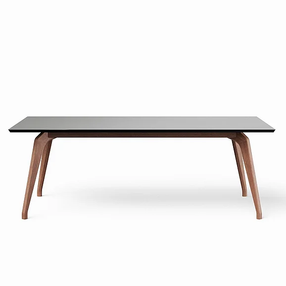 Urbia Modern Brazilian Giane - Dining Table - Nogal Base - Black Top - 86.5"W x 43.5"D x 30"H BSM-208166-02