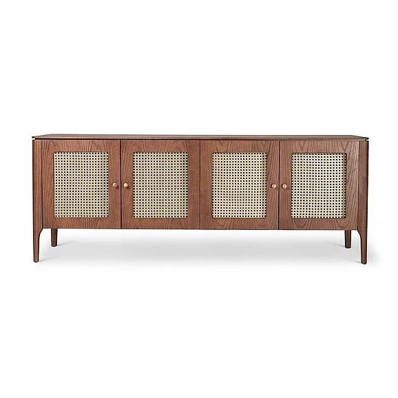 Urbia Modern Brazilian Missione - Cane Buffet - Nogal Frame - Natural Cane Webbing BSM-218287-06 CLOSEOUT