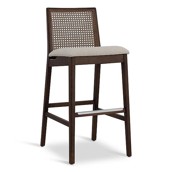 Urbia Modern Brazilian Nardia - Cane Bar Stool - Medley Ivory Seat - Nogal Frame - Nogal Cane Webbing BSM-218297-08