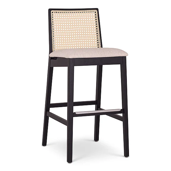 Urbia Modern Brazilian Nardia - Cane Bar Stool - Medley Ivory Seat - Ebano Frame - Natural Cane Webbing BSM-218297-10