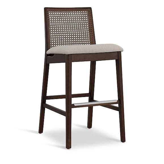 Urbia Modern Brazilian Nardia - Cane Counter Stool - Medley Ivory Seat - Nogal Frame - Nogal Cane Webbing BSM-218319-08