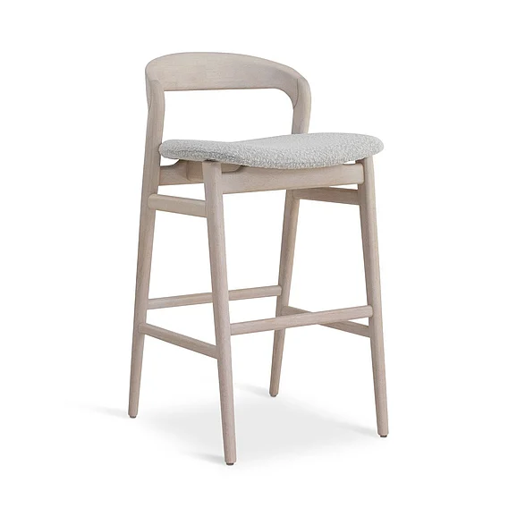 Urbia Modern Brazilian Velma - Bar Stool - Bouclé Crafted Glaze Seat - Nevoa Frame BSM-226884-04