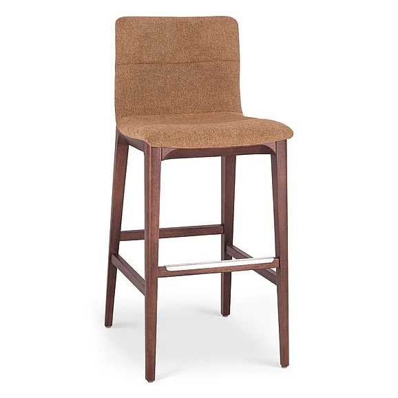 Urbia Modern Brazilian Godan Bar Stool - Jackpot Terracotta Seat - Nogal Frame BSM-239965-06