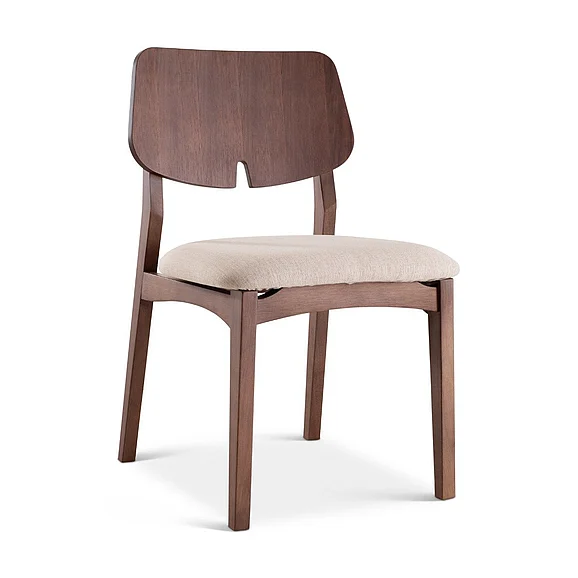 Urbia Modern Brazilian Beth - Side Chair - Medley Ivory Seat - Nogal Frame BSM-240405-06