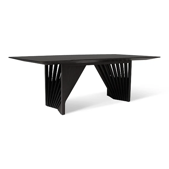 Urbia Modern Brazilian Laguna - Glass Top Dining Table - Ebano Base - Black Top BSM-218275-02 CLOSEOUT