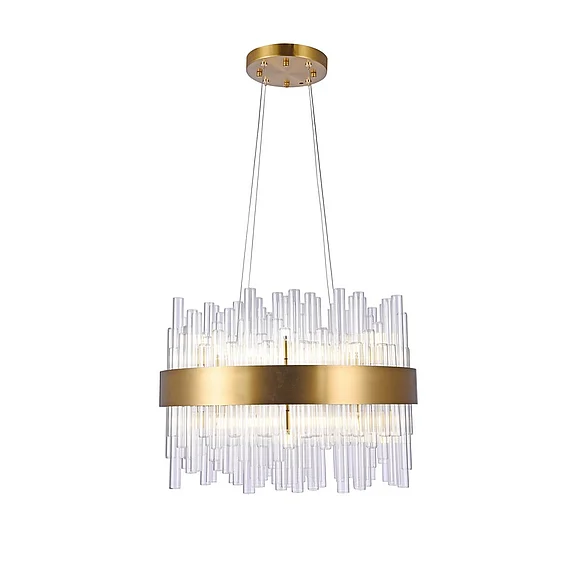 Bethel Round Matte Brass Metal Frame Chandelier BU03C23BR