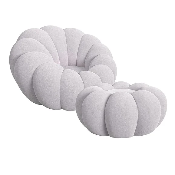 Elements International Bubble Swivel Chair and Ottoman in Grey Y-13930-3-CHOT