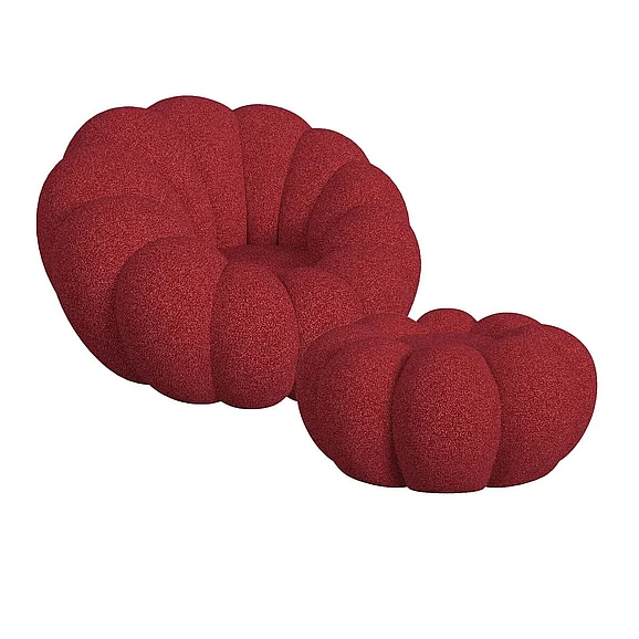 Elements International Bubble Swivel Chair and Ottoman in Red Y-13930-14-CHOT