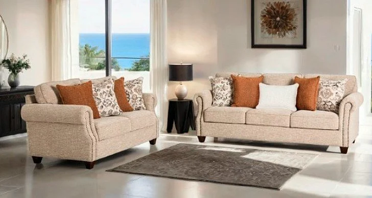 Furniture of America Buckhurst 2pc Living Room Set in Taupe