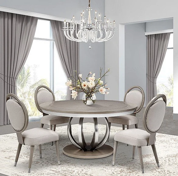 AICO Eclipse 5-pc Round Dining Room Set in Moonlight