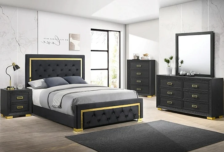 Crown Mark Furniture Pepe 5pc Panel Bedroom Set in Driftwood Grey