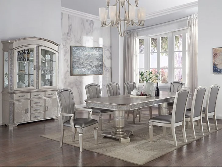 Crown Mark Klina Glam Dining Side Chair in Light Gray 2200S (Set of 2)