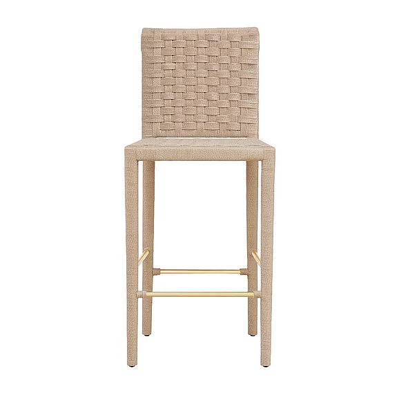 Worlds Away Burbank Natural Rope Basketweave Pattern Bar Stool BURBANK BS CLOSEOUT