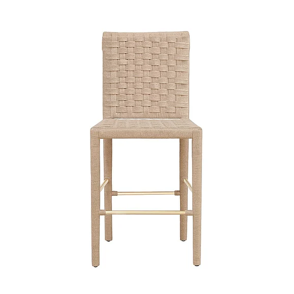 Worlds Away Burbank Natural Rope Basketweave Pattern Counter Stool BURBANK CS