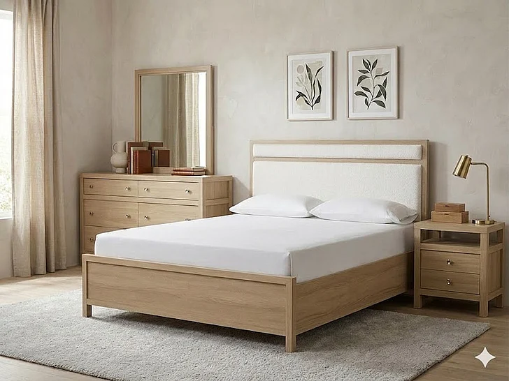 Magnussen Furniture Merrifield 2pc Upholstered Panel Bedroom Set in Sandstone Beige