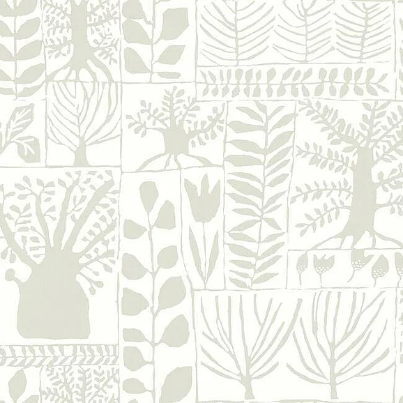 York Black and White Resource Library E40 Primitive Trees Wallpaper in White/Cream BW3861 (Double Roll) FedEx/UPS