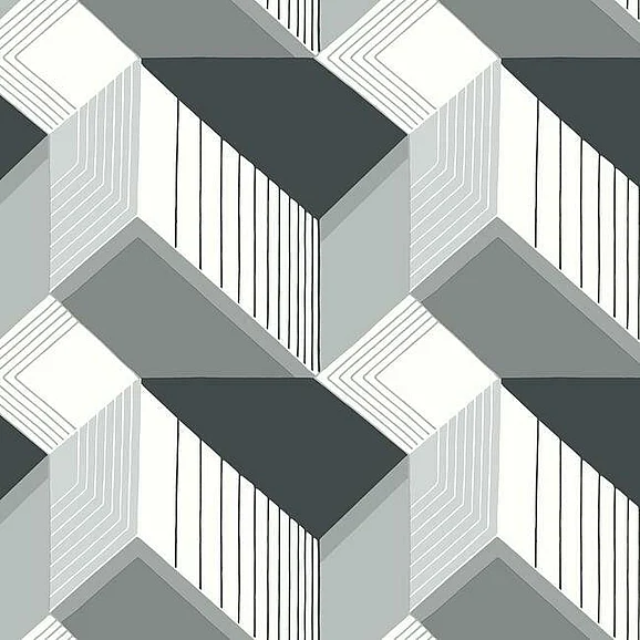 York Black and White Resource Library E40 Graphic Geo Blocks Wallpaper in Black/White BW3882 (Double Roll) FedEx/UPS