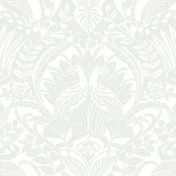 York Damask Resource Library E39 Egret Damask Wallpaper in Neutral/White BW3932 (Double Roll) FedEx/UPS
