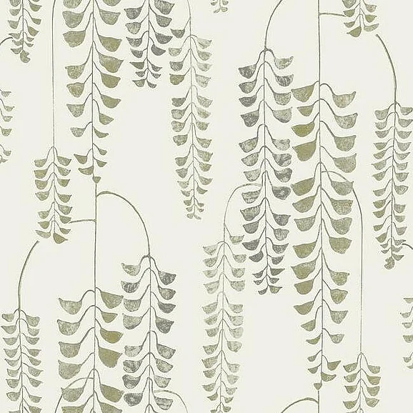 York Black and White Resource Library E40 Deco Wisteria Wallpaper in Cream/Gold BW3941 (Double Roll) FedEx/UPS