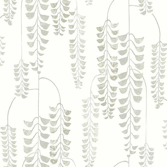 York Black and White Resource Library E40 Deco Wisteria Wallpaper in White/Cream BW3942 (Double Roll) FedEx/UPS