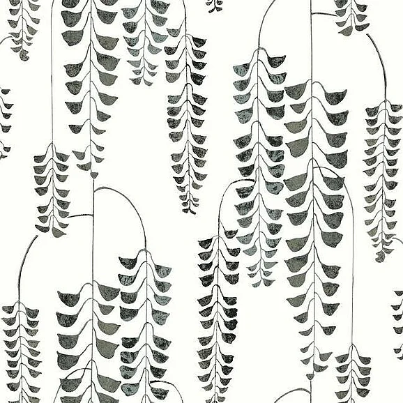 York Black and White Resource Library E40 Deco Wisteria Wallpaper in Black/Metallic BW3943 (Double Roll) FedEx/UPS