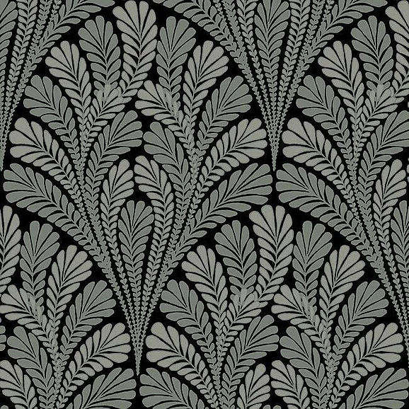 York Damask Resource Library E39 Shell Damask Wallpaper in Black/Glint BW3951 (Double Roll) FedEx/UPS