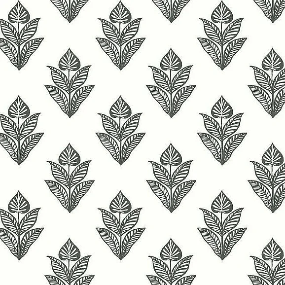 York Black and White Resource Library E40 Lotus Motif Wallpaper in Black/White BW3977 (Double Roll) FedEx/UPS