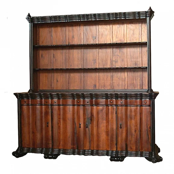 Galerias Arther Large Ondulated Mezquite Buffet with Cupboard in C-08A/Monasterio