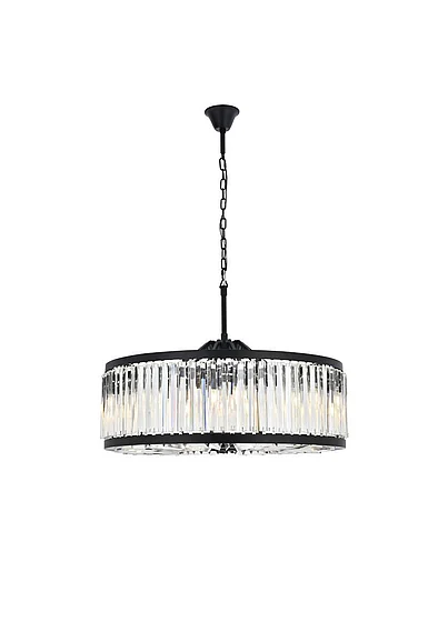 Elegant Chelsea 10 Light Matte Black Chandelier Clear Royal Cut Crystal 1203D35MB/RC