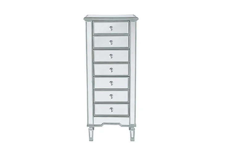 Elegant Lingerie Chest 7 Drawers 20In. W x 15In. D x 48In. H in Antique Silver Paint MF6-1047S