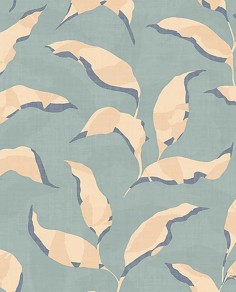 York Eijffinger Callista Blue Leaves Wallpaper EJ318052