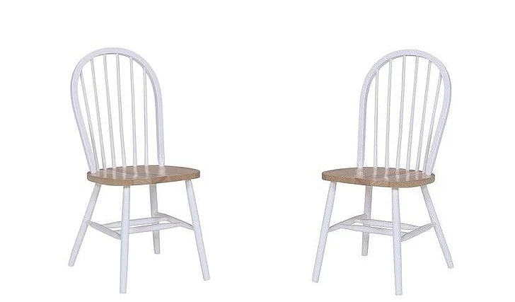 John Thomas Furniture Dining Essentials Windsor Side Chair (Set of 2) in White/Natural C02-112