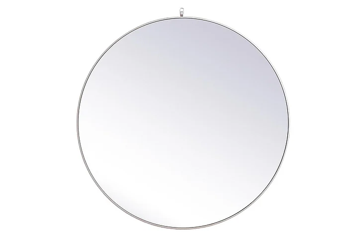 Elegant Metal Frame Round Mirror with Decorative Hook 45 In. in Silver MR4745S