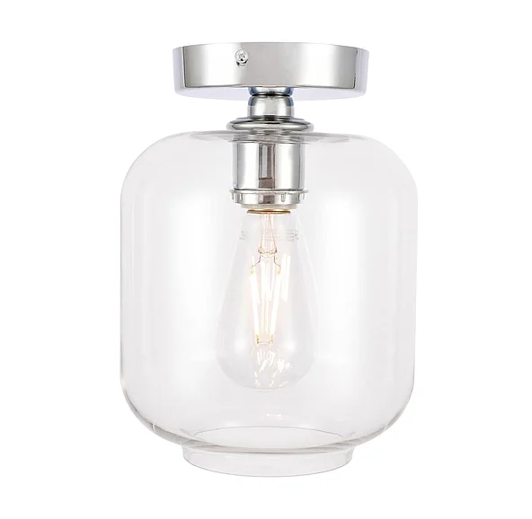 Elegant Collier 1 Light Chrome and Clear Glass Flush Mount LD2270C